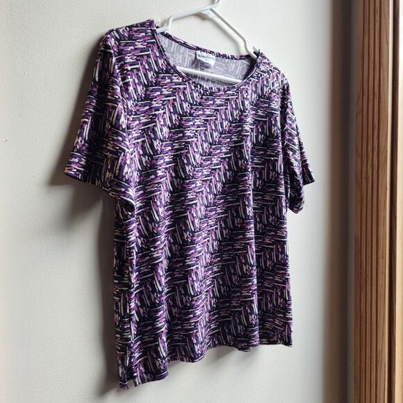 BonWorth Purple Print Scoop Neck Short Sleeve Jersey Size Large - Picture 3 of 12